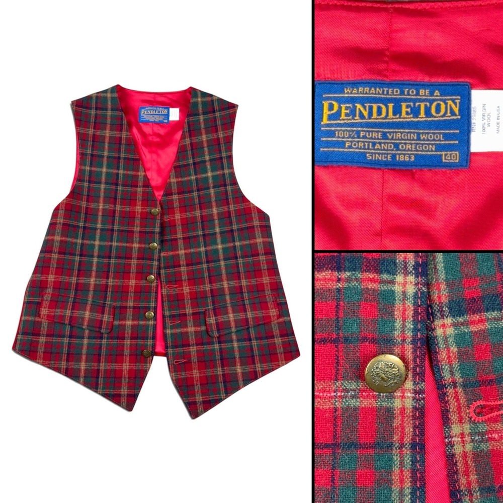 Vintage Pendleton Hunting MacDuff Tartan Plaid Vest Mens 40 Virgin Wool Made USA